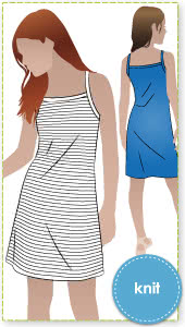 Adele Teens Dress Top By Style Arc - Simple rib knit dress with thin straps and optional top pattern for teens 8-16