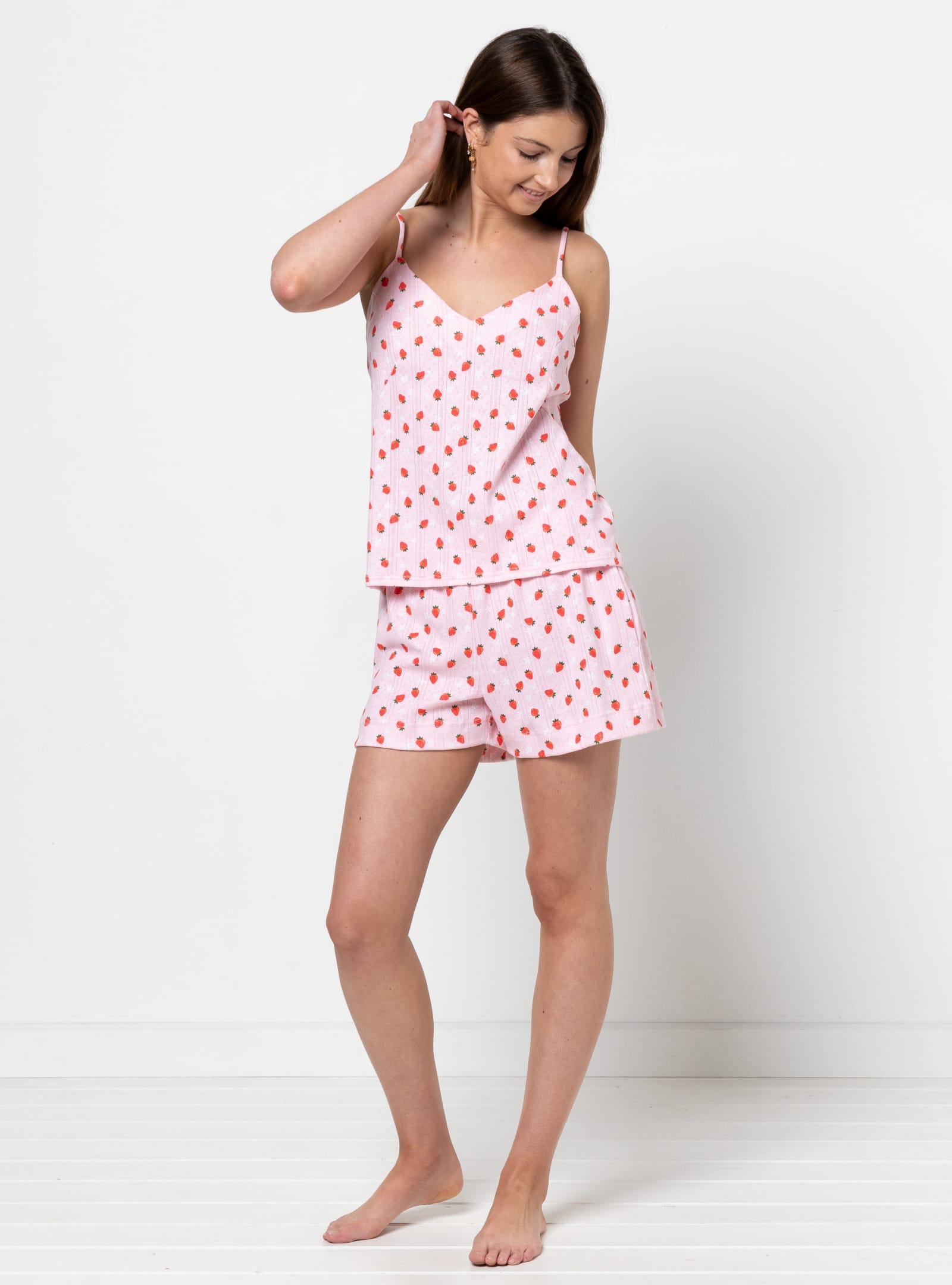 Albie Woven Pant And Short By Style Arc - Pant - Straight leg elastic waisted pant with inseam and back patch pockets and hem bands. Short - Elastic waist short with inseam pockets and back patch pockets.