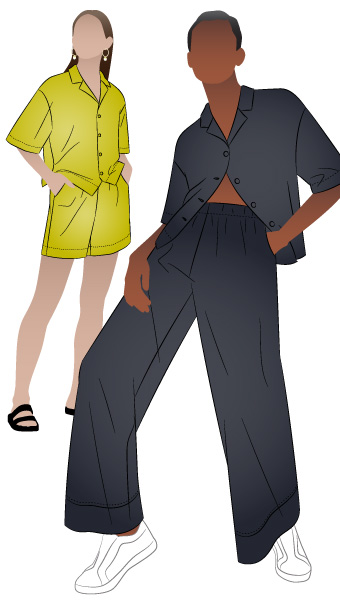 Albie Woven Shirt and Albie Woven Pant and Short Bundle By Style Arc - The ultimate coordinating shirt and pant or short set.