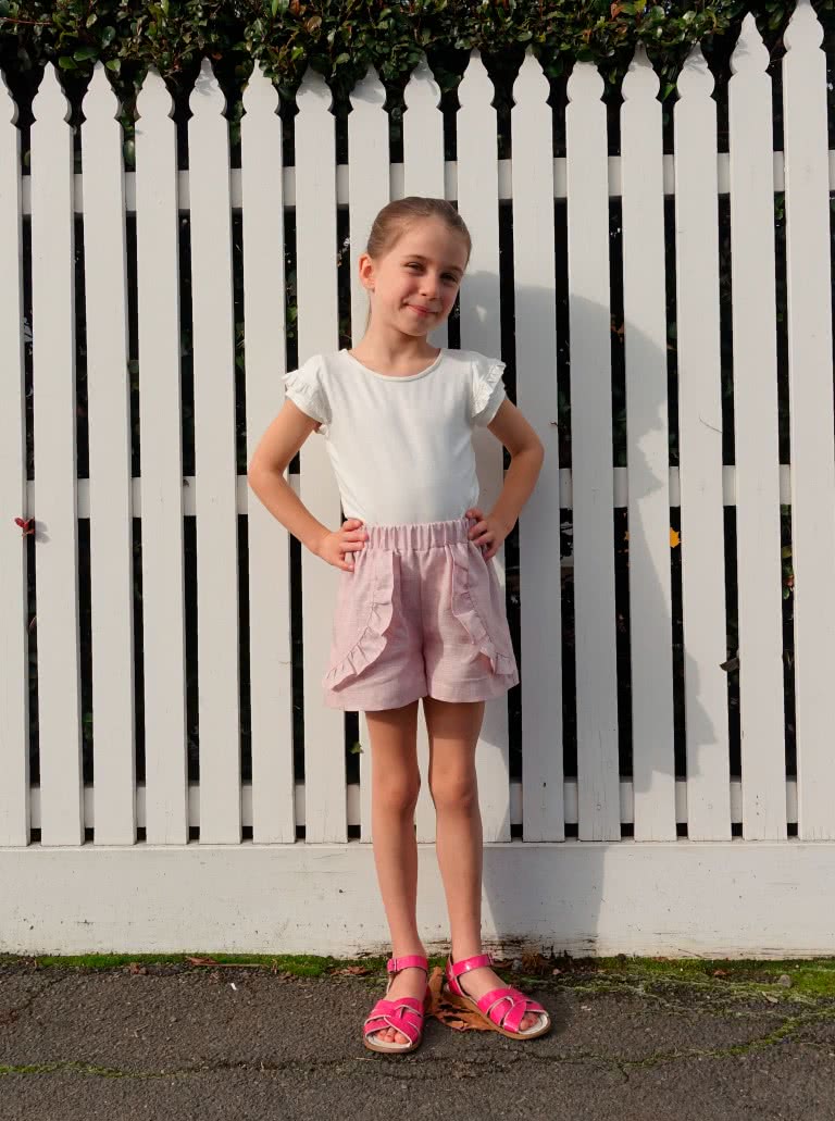 Alice Kids Short By Style Arc - Elastic waist short with optional front over lay and frill for kids 2-8