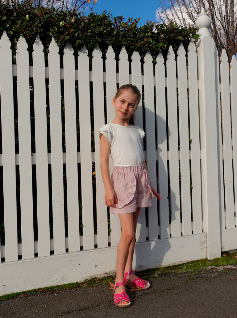 Alice Kids Short By Style Arc - Elastic waist short with optional front over lay and frill for kids 2-8