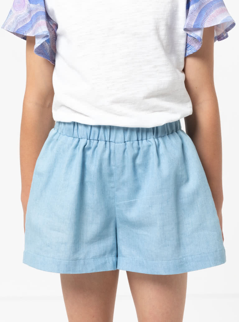 Alice Kids Short By Style Arc - Elastic waist short with optional front over lay and frill for kids 2-8