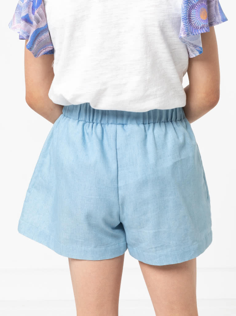 Alice Kids Short By Style Arc - Elastic waist short with optional front over lay and frill for kids 2-8