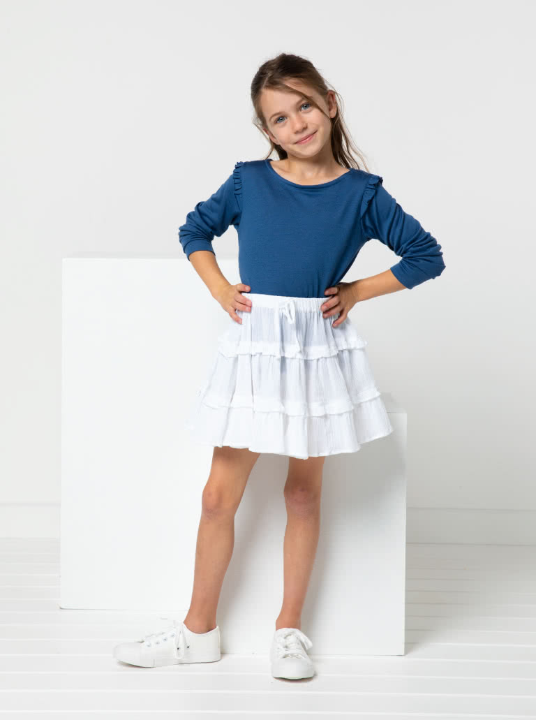 Amalia Kids Knit T By Style Arc - Sweet girls T with long and short sleeve options with ruffles