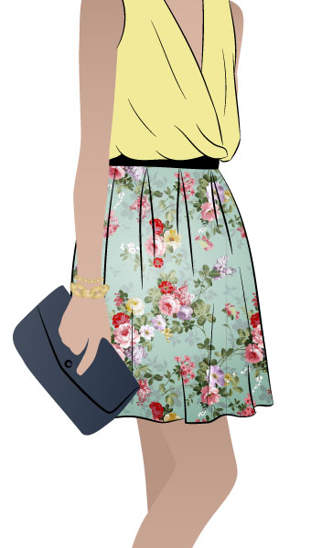 Amilie Tucked Skirt By Style Arc - Tucked woven skirt with slight cocoon shape