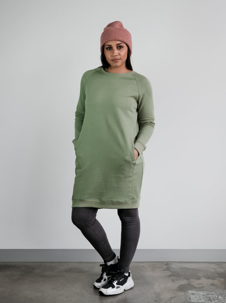 Anderson Knit Dress By Style Arc - Sports luxe Raglan sleeve windcheater style dress with rib trim.