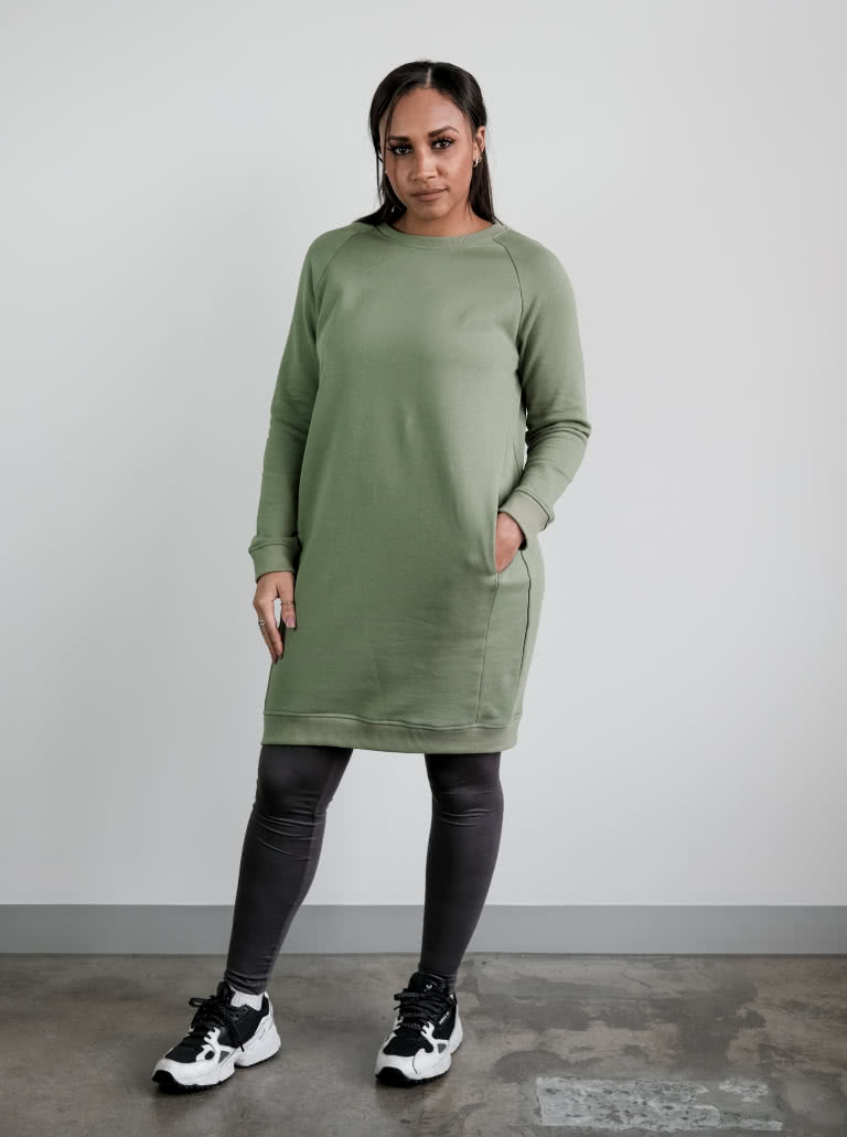 Anderson Knit Dress By Style Arc - Sports luxe Raglan sleeve windcheater style dress with rib trim.