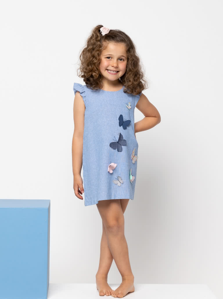 Andie Kids Dress By Style Arc - A-line children's dress pattern with armhole frills, for kids 2 - 8