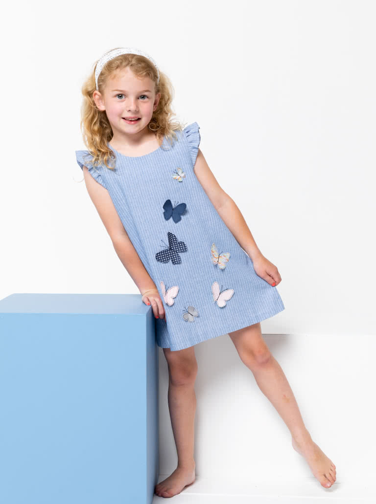 Andie Kids Dress By Style Arc - A-line children's dress pattern with armhole frills, for kids 2 - 8