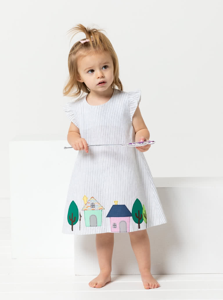 Andie Kids Dress By Style Arc - A-line children's dress pattern with armhole frills, for kids 2 - 8