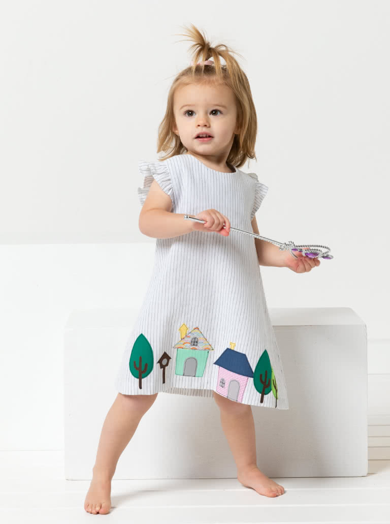 Andie Kids Dress By Style Arc - A-line children's dress pattern with armhole frills, for kids 2 - 8