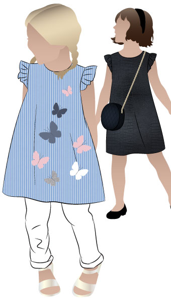 Andie Kids Dress By Style Arc - A-line children's dress pattern with armhole frills, for kids 2 - 8