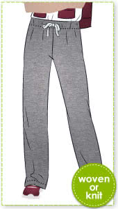 Anna Pant Sewing Pattern By Style Arc - Straight leg drawstring pant - casual & sporty