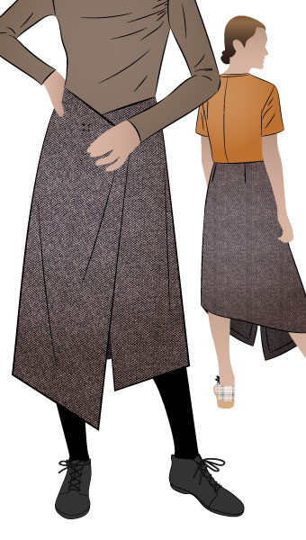 Annetta Skirt By Style Arc - Clever one piece no fuss asymmetrical wrap skirt