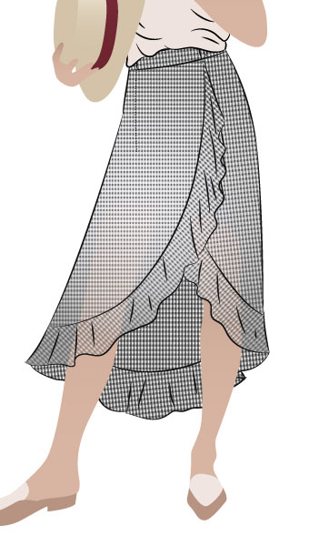 Ariel Wrap Skirt By Style Arc - Flounce detail skirt sewing pattern.
