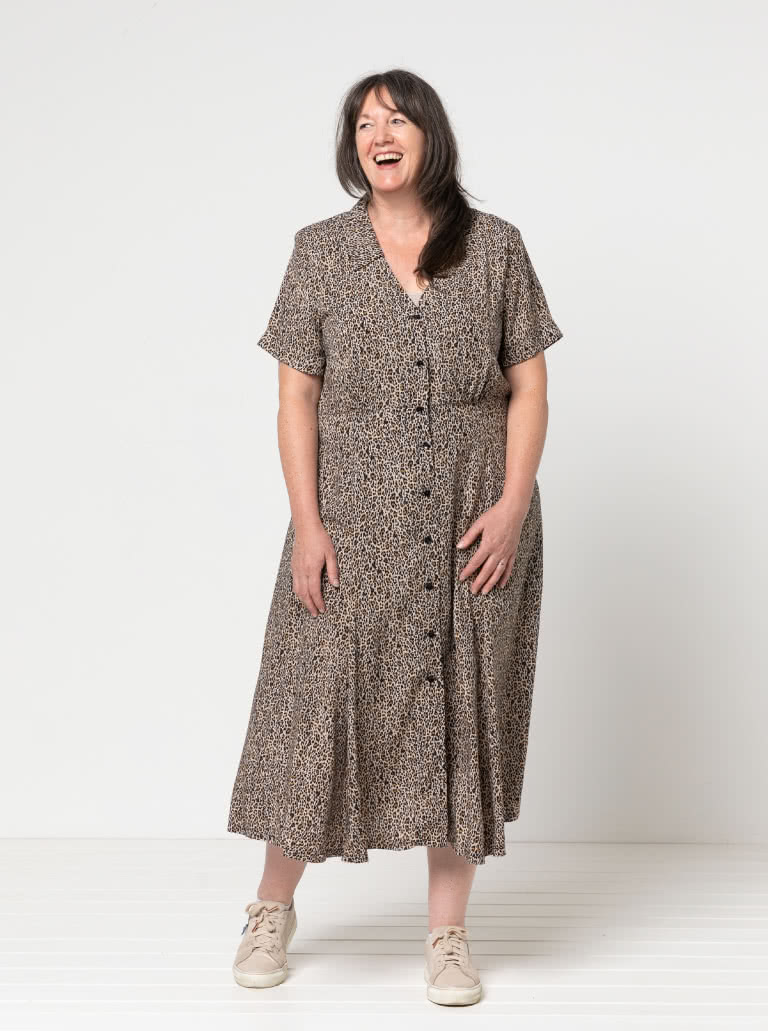 Armidale Dress By Style Arc - Button through "Fit and Flair" dress featuring a collar and short sleeves.
