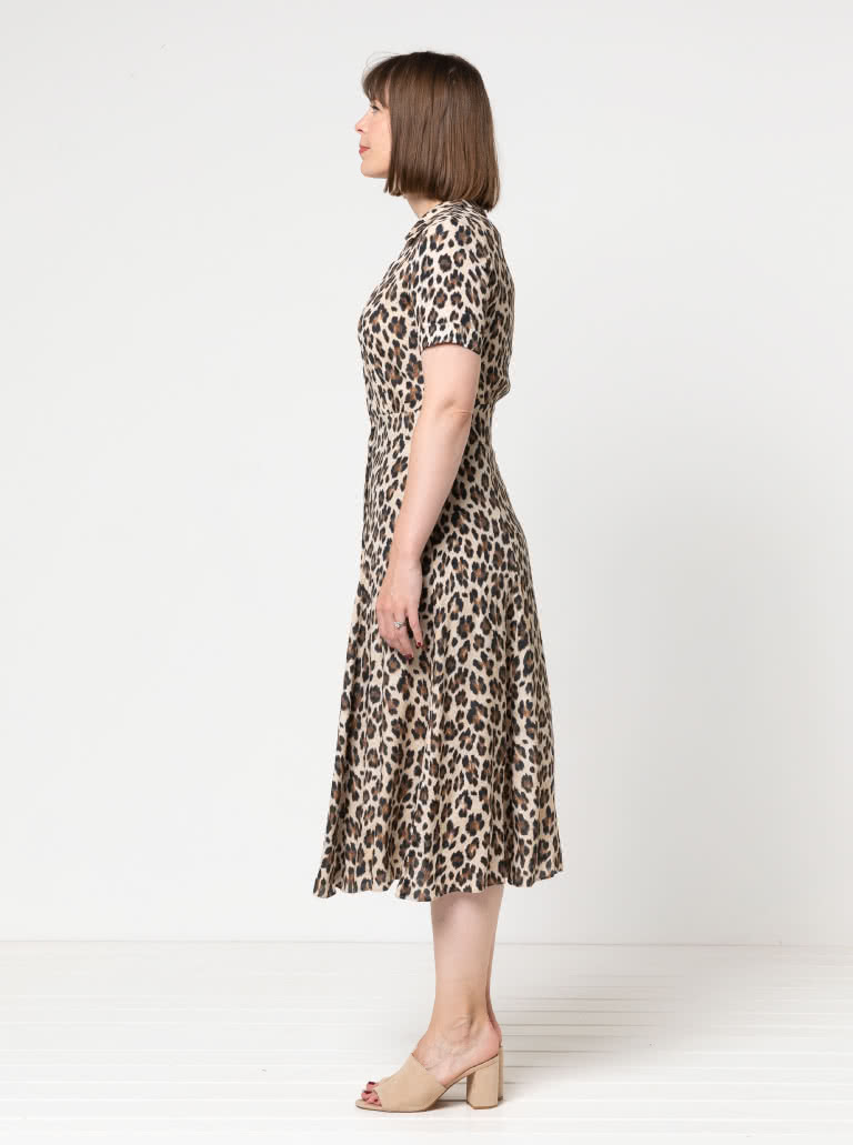 Armidale Dress By Style Arc - Button through "Fit and Flair" dress featuring a collar and short sleeves.