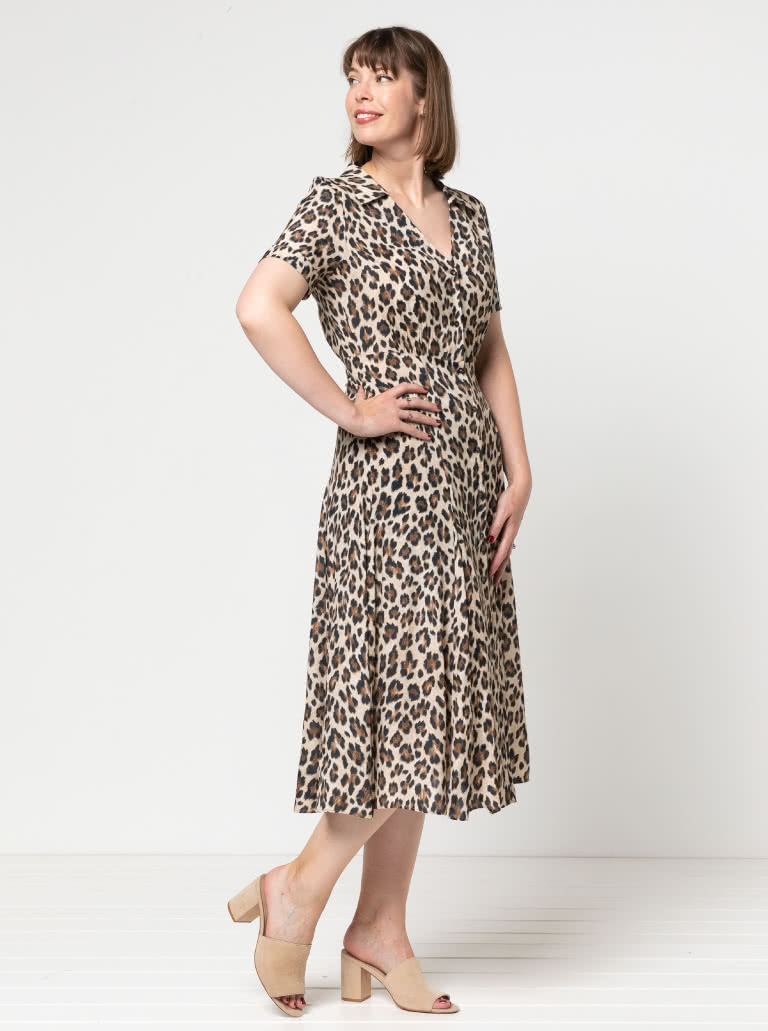 Armidale Dress By Style Arc - Button through "Fit and Flair" dress featuring a collar and short sleeves.