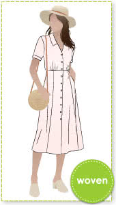 Armidale Dress By Style Arc - Button through "Fit and Flair" dress featuring a collar and short sleeves.