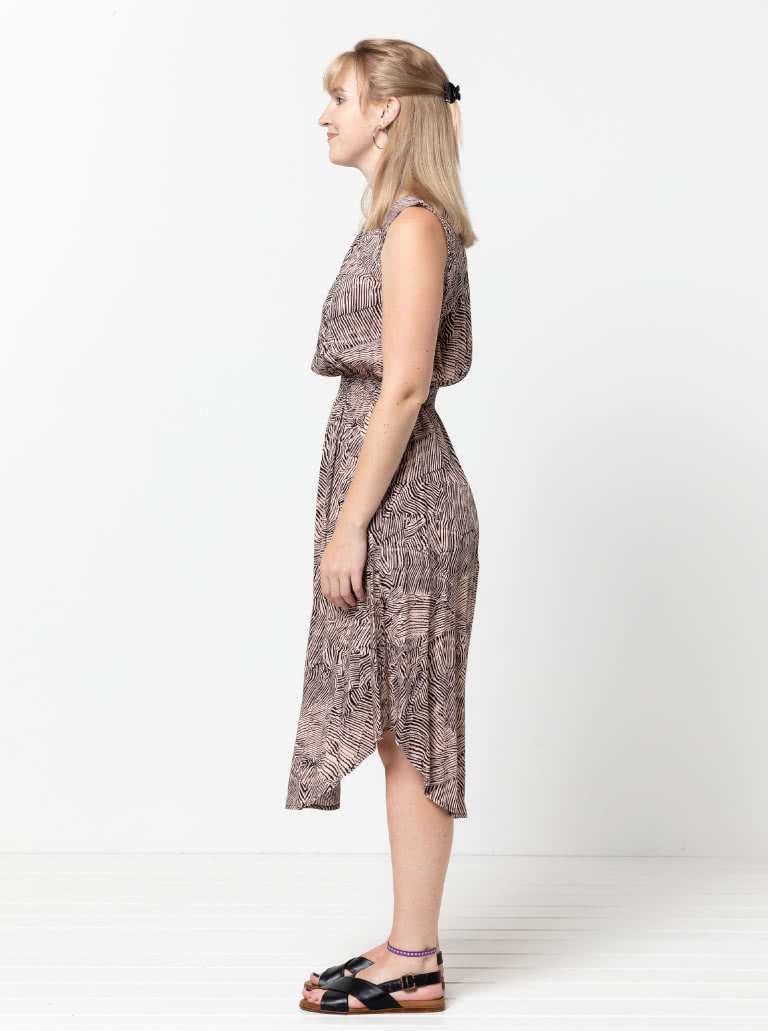 Asha Dress By Style Arc - A slip-on long-sleeved dress with shirred waist and cuffs. A sleeveless bodice is included in the pattern.