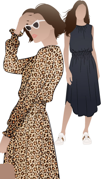 Asha Dress By Style Arc - A slip-on long-sleeved dress with shirred waist and cuffs. A sleeveless bodice is included in the pattern.