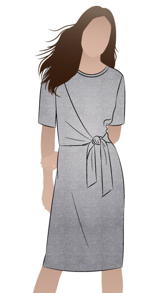 Astoria Knit Dress By Style Arc - Slip on fitted knit dress with tie front bodice