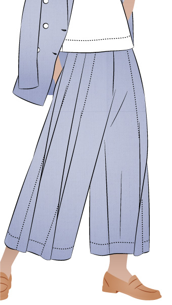 Atlas Woven Pant By Style Arc - Waisted wide leg crop pant with wide twisted pleat detail and side seam pockets.