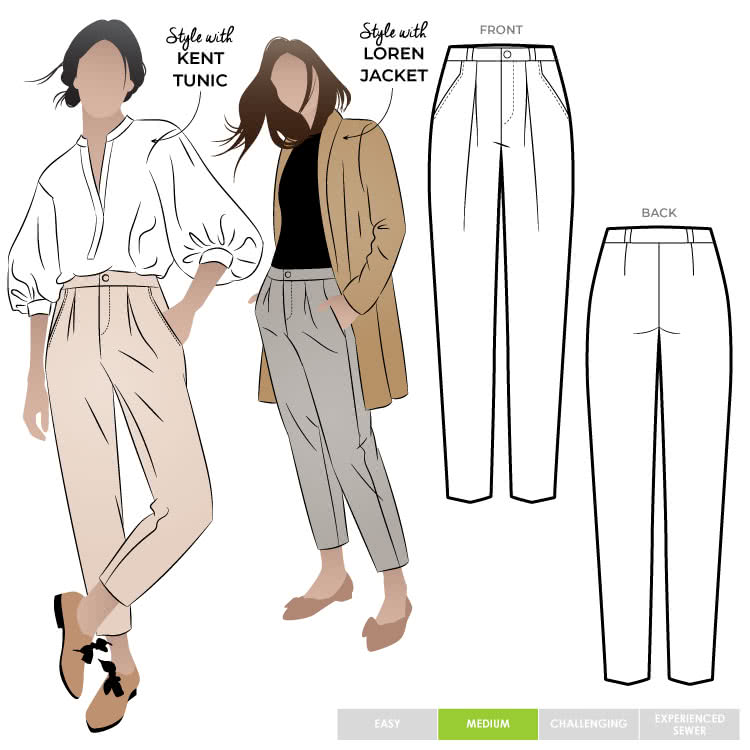Audrey Pant Sewing Pattern By Style Arc - Great new shape boyfriend pant