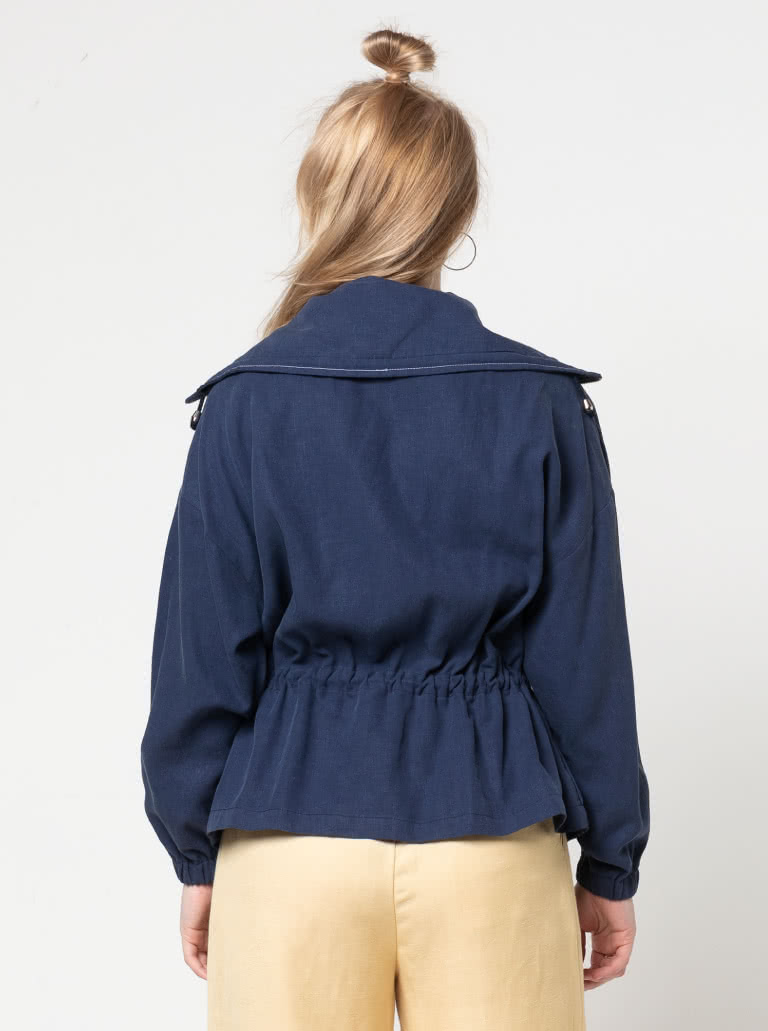 Austin Jacket By Style Arc - Easy fit zip front Anorak jacket with draw string waist, collar and jet pockets.