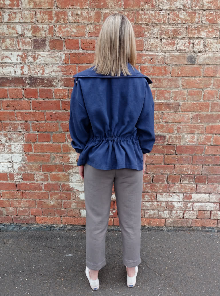 Austin Jacket By Style Arc - Easy fit zip front Anorak jacket with draw string waist, collar and jet pockets.
