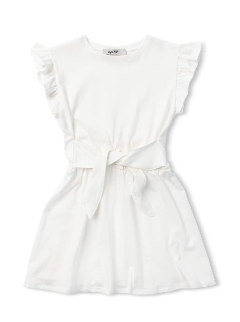 Ava Kids Knit Dress Top By Style Arc - Knit dress or top with elastic waist, ties and sleeve frills for kids 2-8