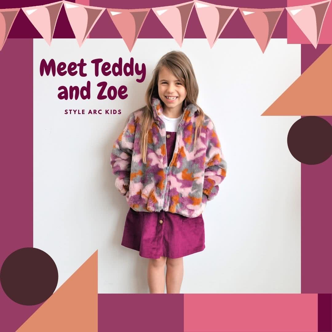 Style Arc's latest release - Unisex Teddy Kids Jacket out now! Available in sizes 1-8 (years) + with the Zoe Kids Pinafore