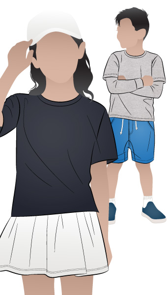 Bailey Kids Top By Style Arc - Kids Tee with 3 sleeve options for kids 2-8