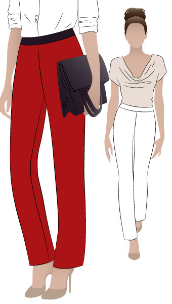 Barb's Stretch Pant By Style Arc - Stretch woven pull on pant with elastic waist