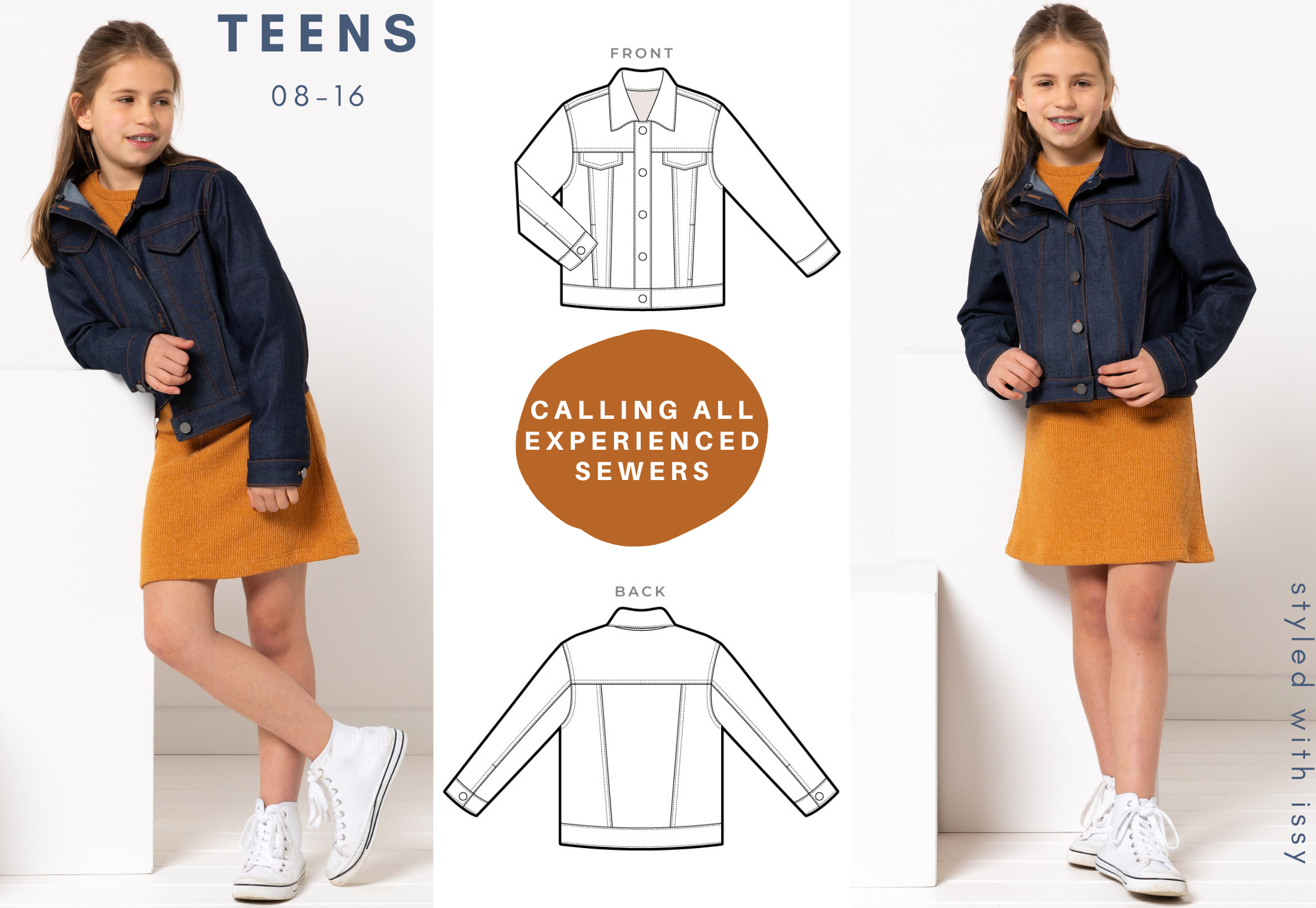 Style Arc's latest pattern release: Charlie Teens Jacket - available to purchase in Kids sizing 02-08 or Teens sizing -8-16