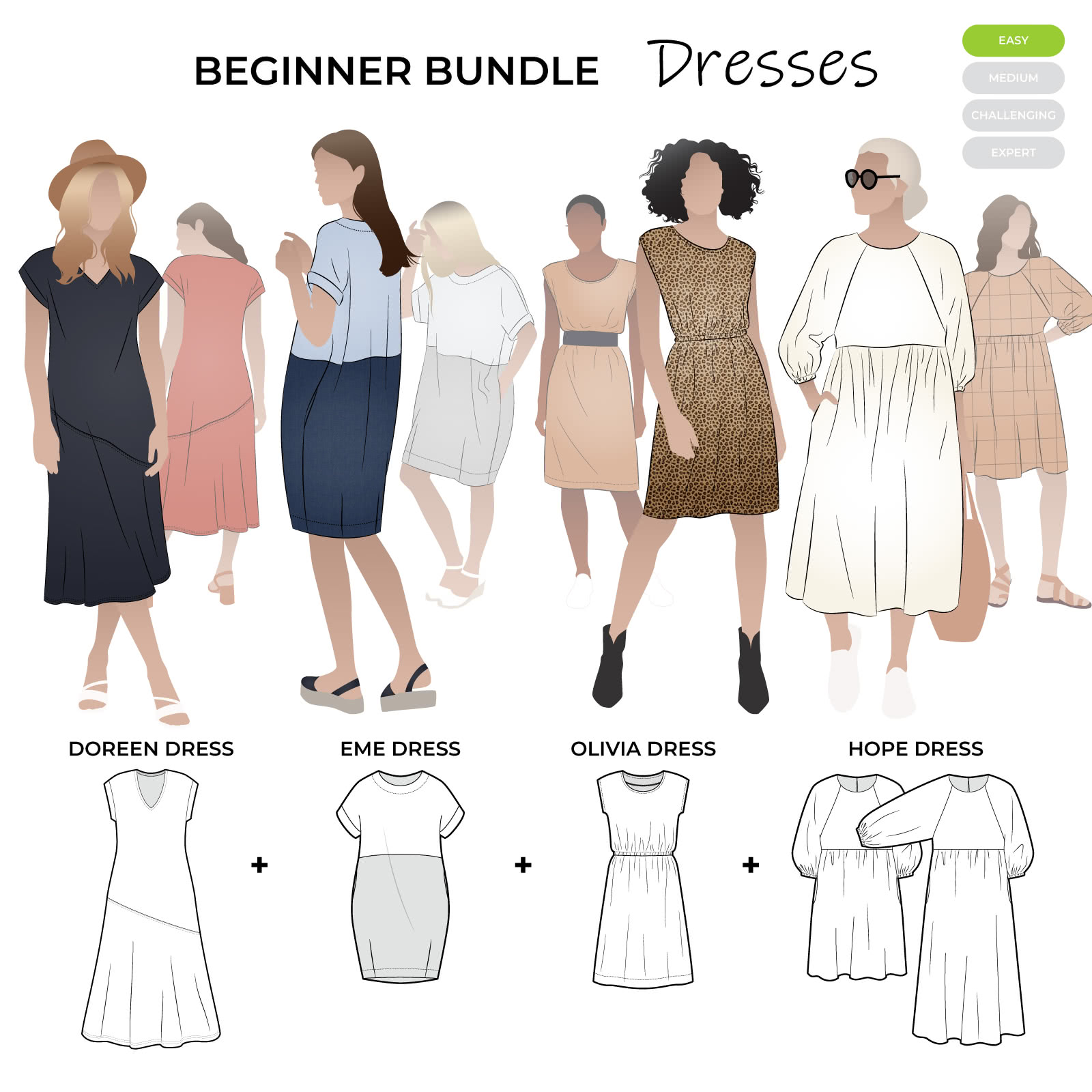 Beginner Bundle Dresses – Sewing Pattern Outfits – Style Arc