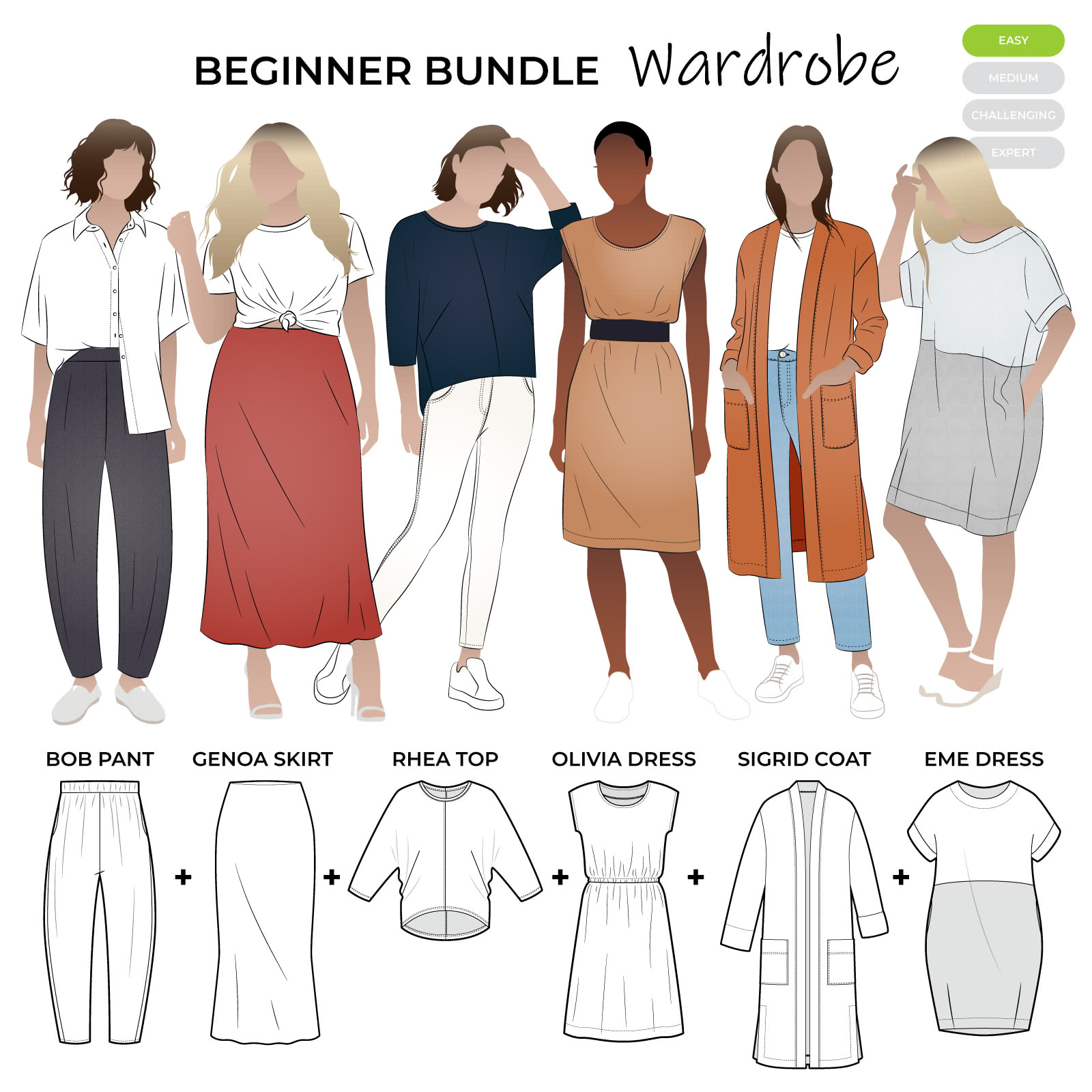 Beginner Bundle Wardrobe Sewing Pattern Bundle By Style Arc - 6 beginner friendly patterns to start sewing your me made wardrobe.
