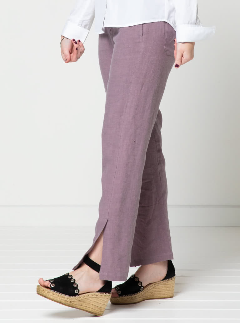 Bennet Woven Pant By Style Arc - Straight leg pull on pant with side leg splits.