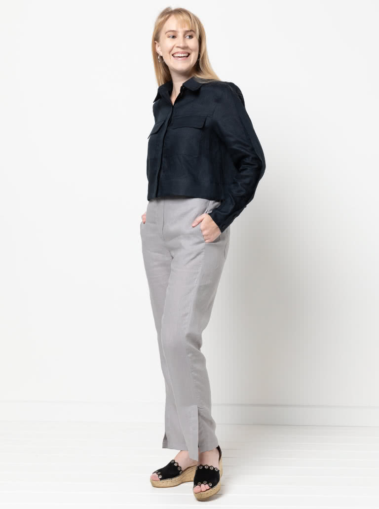 Bennet Woven Pant By Style Arc - Straight leg pull on pant with side leg splits.