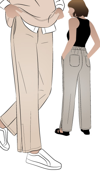 Bennet Woven Pant By Style Arc - Straight leg pull on pant with side leg splits. Sewing Tutorial Click here for a step by step tutorial for the Bennet Woven Pant 