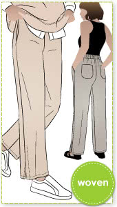 Bennet Woven Pant By Style Arc - Straight leg pull on pant with side leg splits.