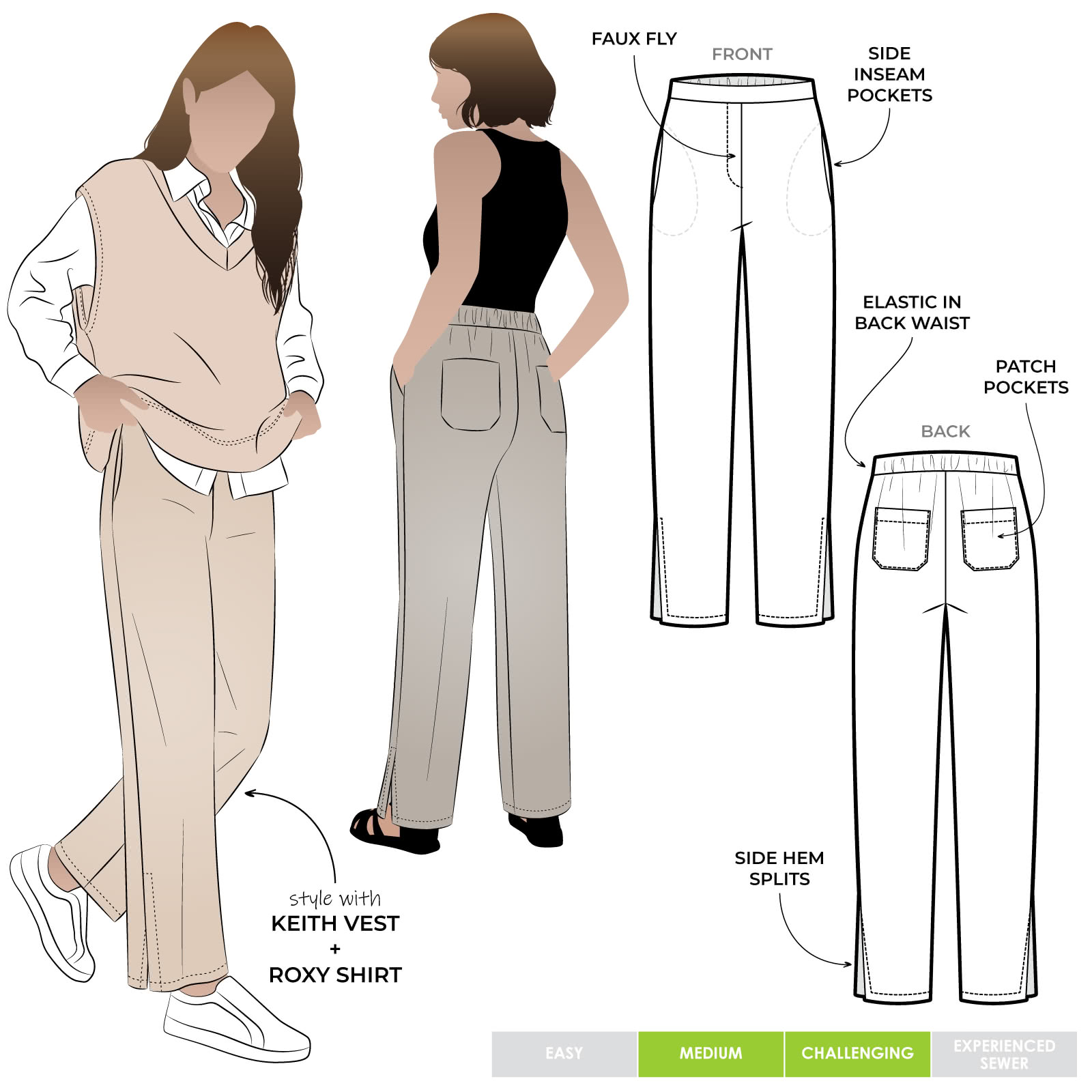 How To Sew Half Elastic Waistband  Elastic Back Trousers Sewing Tutorial 