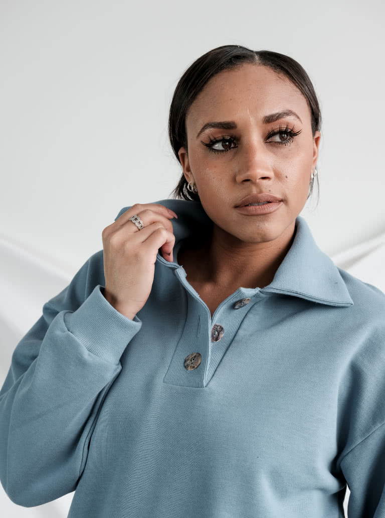 Bert Knit Top By Style Arc - Boost your weekend dressing with this new style windcheater. Stylish button front polo collar elevates this comfy easy fit style featuring drop shoulder line, deep armhole and slight balloon sleeve.