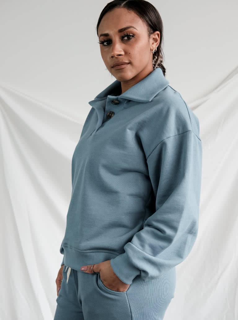 Bert Knit Top By Style Arc - Boost your weekend dressing with this new style windcheater. Stylish button front polo collar elevates this comfy easy fit style featuring drop shoulder line, deep armhole and slight balloon sleeve.