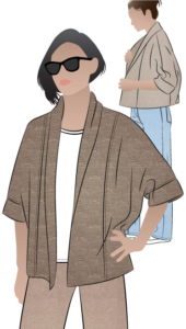Besharl Jacket by Style Arc - Robe-style jacket with open front and cosy shawl collar