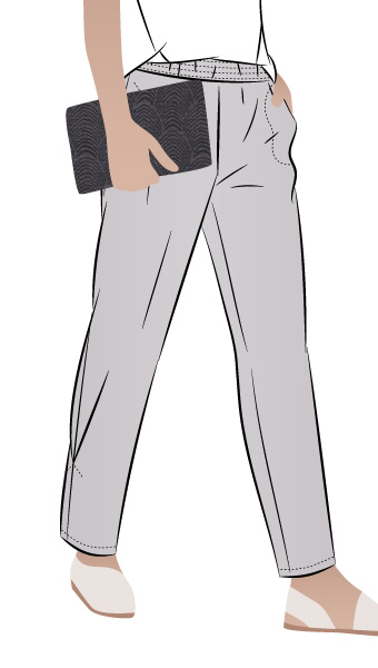 Besharl Pant By Style Arc - Elastic waist pull on pant with interesting hem tuck detail