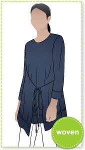 Bessie Woven Tunic By Style Arc - Woven long line top featuring a fashionable tied front over lay and 7/8th length sleeves.