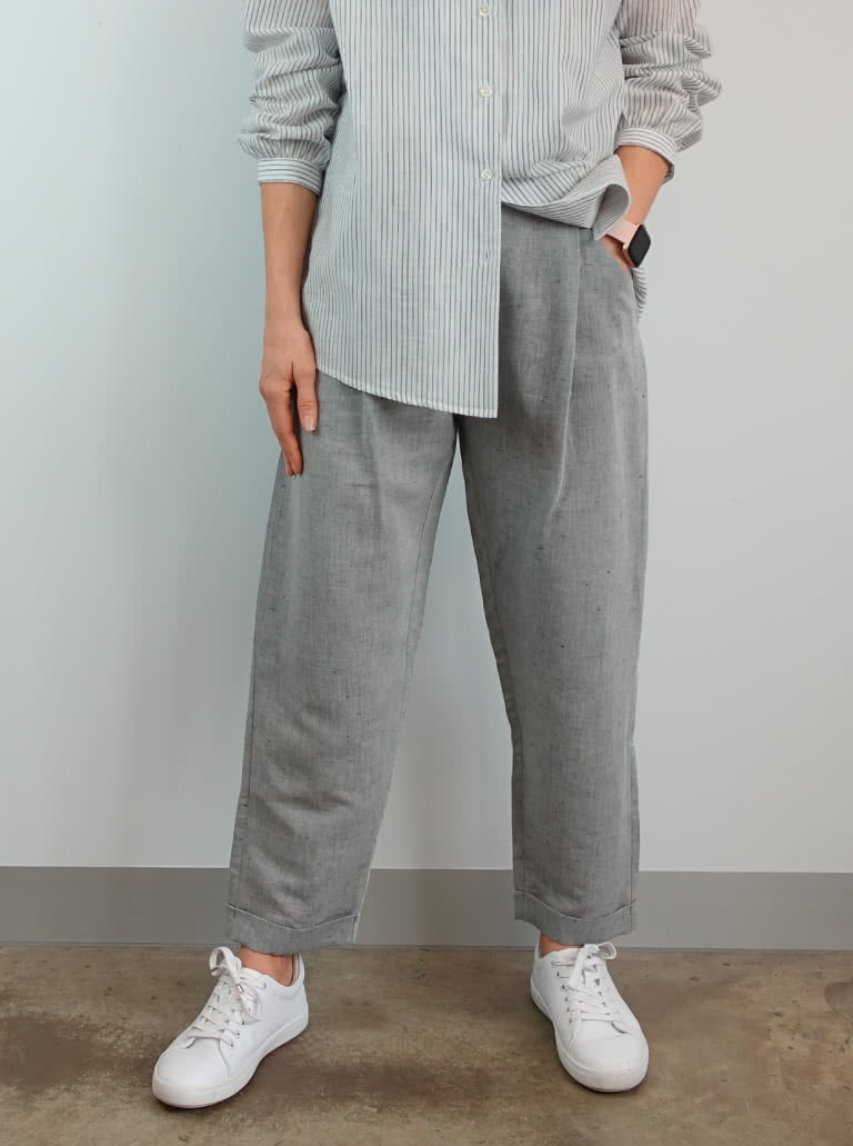 Billie Woven Pant By Style Arc - Ankle length cuffed pant with pockets, pleats and side opening