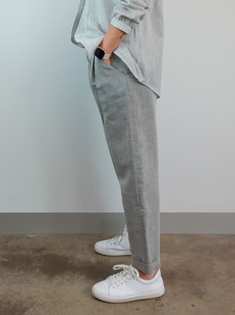 Billie Woven Pant By Style Arc - Ankle length cuffed pant with pockets, pleats and side opening