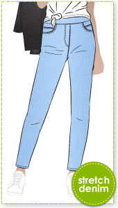 Blakley Stretch Jeans Sewing Pattern By Style Arc - Pull-on stretch jean with all the regular jean features.